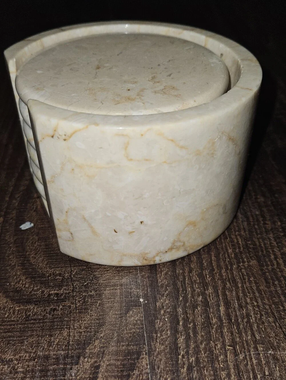 Marble Coasters Set Of 6 With Matching Round Caddy